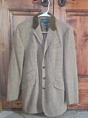 Lauren Ralph Lauren Brown Tweed Blazer with Dark Brown Corduroy Collar
